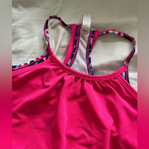 Girls pink athletic tank top with a double layer - Picture 5 of 8
